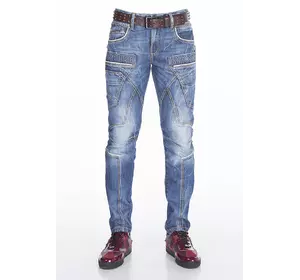 Синие джинсы мужские с декоративными швами CIPO & BAXX
